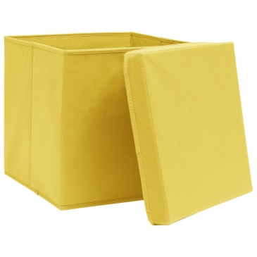 Pudełka z pokrywami, 10 szt., 28x28x28 cm, żółte