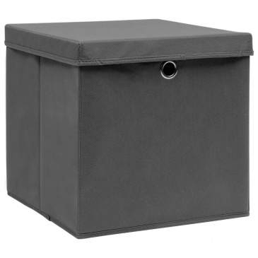 Pudełka z pokrywami, 4 szt., 28x28x28 cm, szare