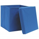 Pudła z pokrywami, 10 szt., niebieskie, 32x32x32 cm, tkanina