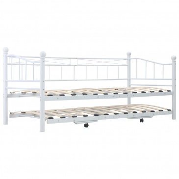Rama łóżka, biała, stalowa, 180x200/90x200 cm