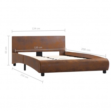 Rama łóżka, brązowa, sztuczna skóra, 120 x 200 cm