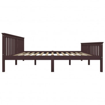 Rama łóżka, ciemnobrązowa, lite drewno sosnowe, 180 x 200 cm