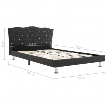 Rama łóżka, ciemnoszara, tapicerowana tkaniną, 140 x 200 cm