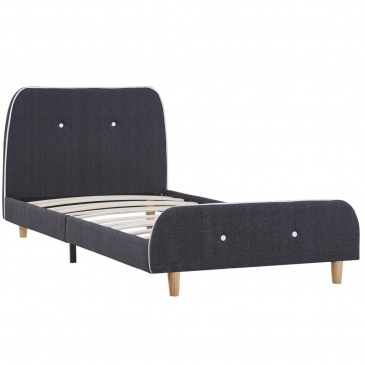 Rama łóżka, ciemnoszara, tapicerowana tkaniną, 90 x 200 cm