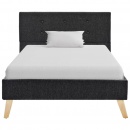 Rama łóżka, ciemnoszara, tapicerowana tkaniną, 90 x 200 cm
