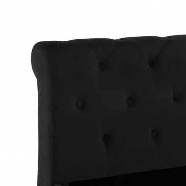 Rama łóżka, czarna, tapicerowana aksamitem, 180 x 200 cm
