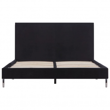 Rama łóżka, czarna, tapicerowana tkaniną, 120 x 200 cm