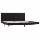 Rama łóżka, czarna, tapicerowana tkaniną, 180 x 200 cm