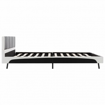 Rama łóżka, czarno-biała, sztuczna skóra, 160 x 200 cm