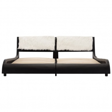 Rama łóżka, czarno-biała, sztuczna skóra, 180 x 200 cm