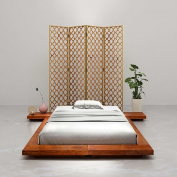 Rama łóżka futon w japońskim stylu, drewno akacjowe, 120x200 cm
