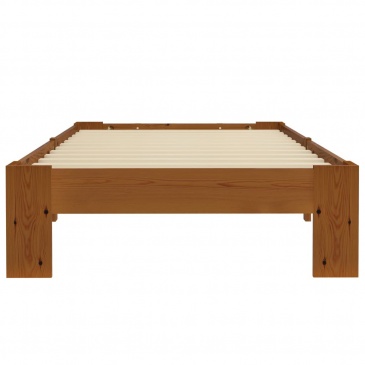 Rama łóżka, jasnobrązowa, lite drewno sosnowe, 90 x 200 cm