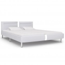 Rama łóżka LED, biała, sztuczna skóra, 160 x 200 cm