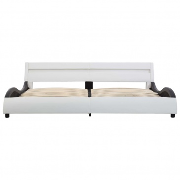 Rama łóżka LED, biało-czarna, sztuczna skóra, 180 x 200 cm