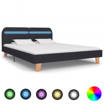 Rama łóżka LED, ciemnoszara, tkanina, 180 x 200 cm