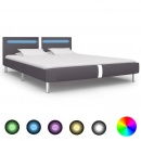 Rama łóżka LED, szara, sztuczna skóra, 180x200 cm
