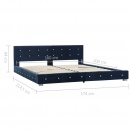 Rama łóżka, niebieska, tapicerowana aksamitem, 160 x 200 cm