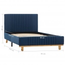 Rama łóżka, niebieska, tapicerowana tkaniną, 90 x 200 cm