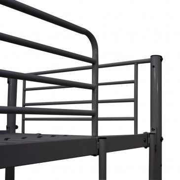 Rama łóżka piętrowego z biurkiem, szara, metalowa, 90 x 200 cm