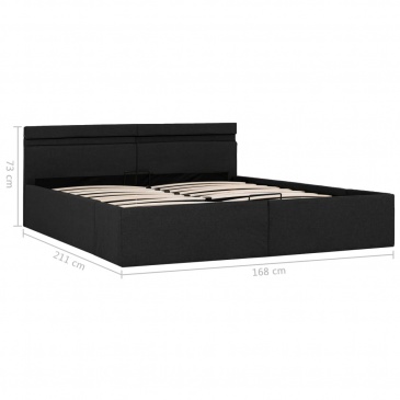 Rama łóżka, podnośnik i LED, ciemnoszara, tkanina, 160 x 200 cm