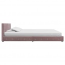 Rama łóżka, różowa, tapicerowana aksamitem, 180 x 200 cm