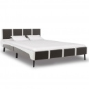 Rama łóżka, szaro-biała, sztuczna skóra, 140 x 200 cm