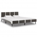Rama łóżka, szaro-biała, sztuczna skóra, 180 x 200 cm