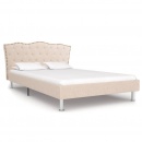Rama łóżka, tkanina, beżowa, 140 x 200 cm