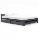 Rama łóżka z 4 szufladami, ciemnoszara, sosnowa, 180 x 200 cm