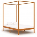 Rama łóżka z baldachimem, miodowy brąz, lita sosna, 140x200 cm