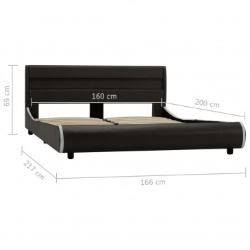 Rama łóżka z LED, antracytowa, sztuczna skóra, 160 x 200 cm