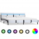 Rama łóżka z LED, biała, sztuczna skóra, 180 x 200 cm