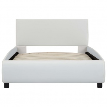 Rama łóżka z LED, biała, sztuczna skóra, 90 x 200 cm