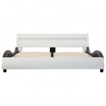 Rama łóżka z LED, biało-czarna, sztuczna skóra, 120 x 200 cm