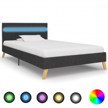 Rama łóżka z LED, ciemnoszara, tkanina, 100 x 200 cm
