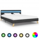 Rama łóżka z LED, ciemnoszara, tkanina, 120 x 200 cm