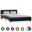 Rama łóżka z LED, czarna, sztuczna skóra, 120 x 200 cm