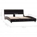Rama łóżka z LED, czarna, sztuczna skóra, 140 x 200 cm