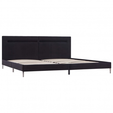 Rama łóżka z LED, czarna, tapicerowana tkaniną, 180 x 200 cm