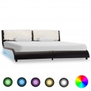 Rama łóżka z LED, czarno-biała, sztuczna skóra, 180 x 200 cm