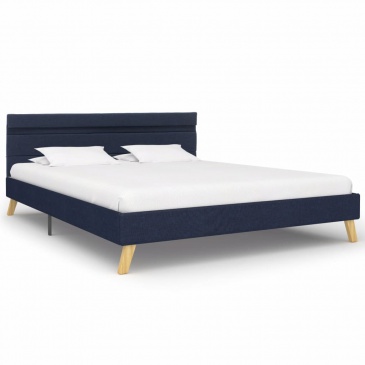 Rama łóżka z LED, niebieska, tkanina, 140 x 200 cm