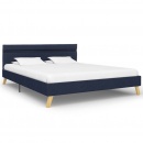 Rama łóżka z LED, niebieska, tkanina, 160 x 200 cm