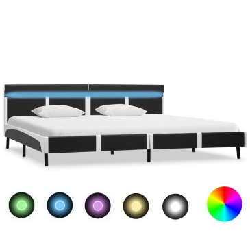 Rama łóżka z LED, szara, sztuczna skóra, 180x200 cm