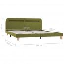 Rama łóżka z LED, zielona, tapicerowana tkaniną, 160 x 200 cm