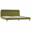 Rama łóżka z LED, zielona, tapicerowana tkaniną, 180 x 200 cm