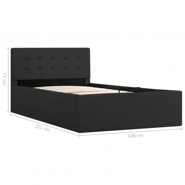 Rama łóżka z podnośnikiem, ciemnoszara, tkanina, 100 x 200 cm