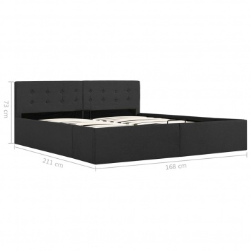 Rama łóżka z podnośnikiem, ciemnoszara, tkanina, 160 x 200 cm