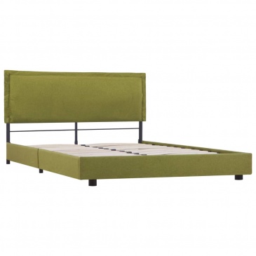 Rama łóżka, zielona, tapicerowana tkaniną, 140 x 200 cm