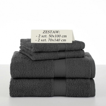 Ręczniki 2x 70x140 + 2x 50x100 c. szary