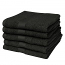 Ręczniki, 5 szt., bawełna, 500 g/m², 50x100 cm, czarne